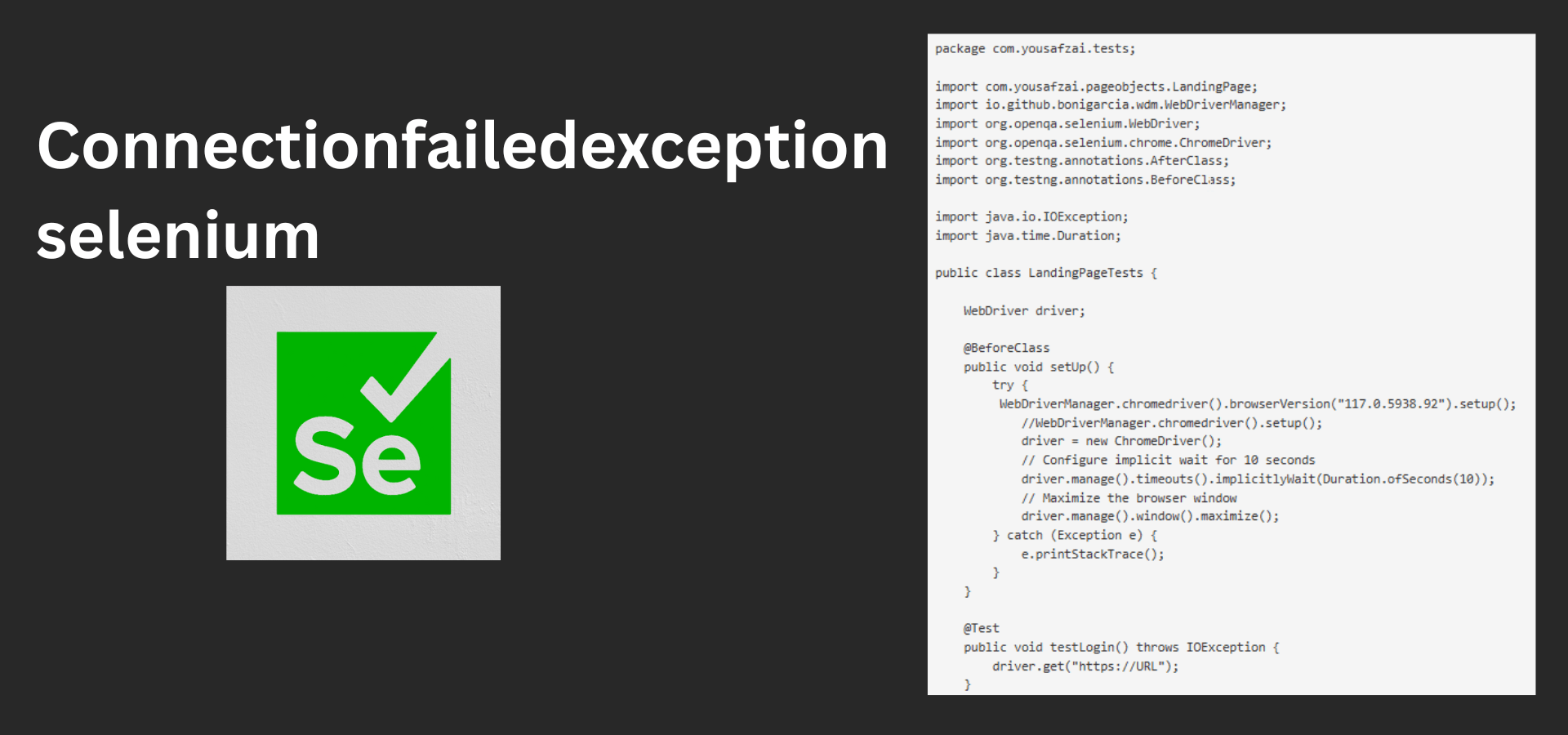 Connectionfailedexception selenium